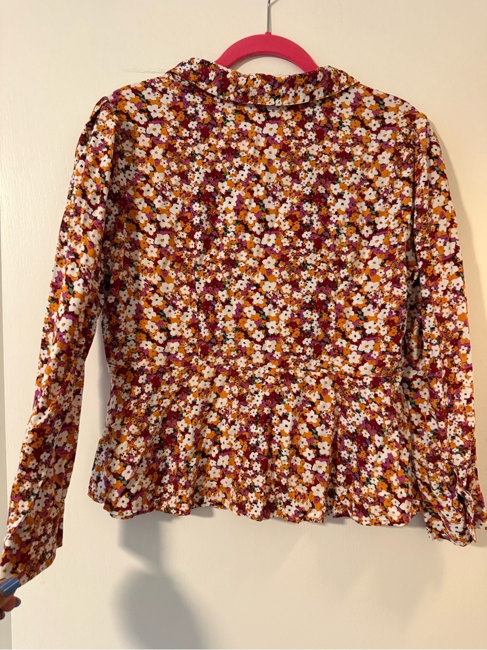 Honey Floral Button-Front Peplum Blouse - - Picture 5 of 5